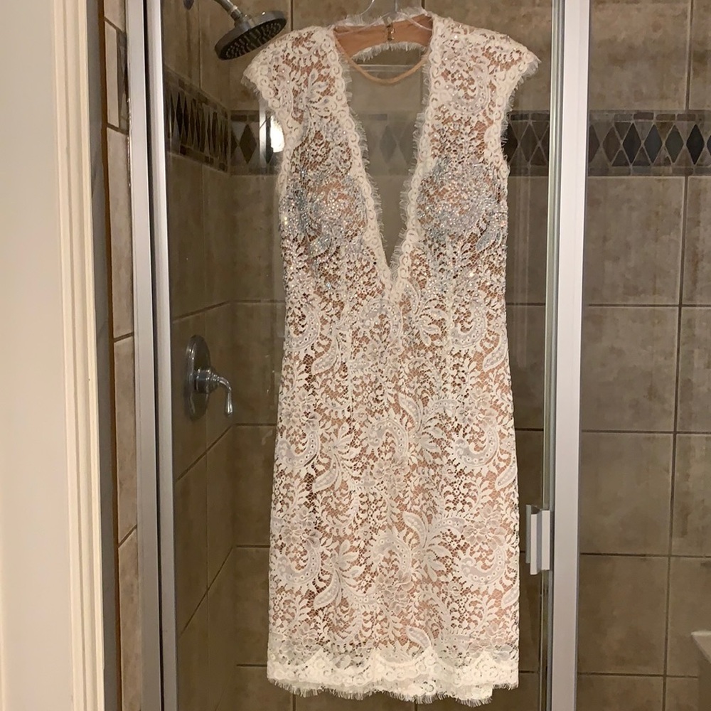 Stunning Jovani Lace Cocktail Dress (lightly beaded)!